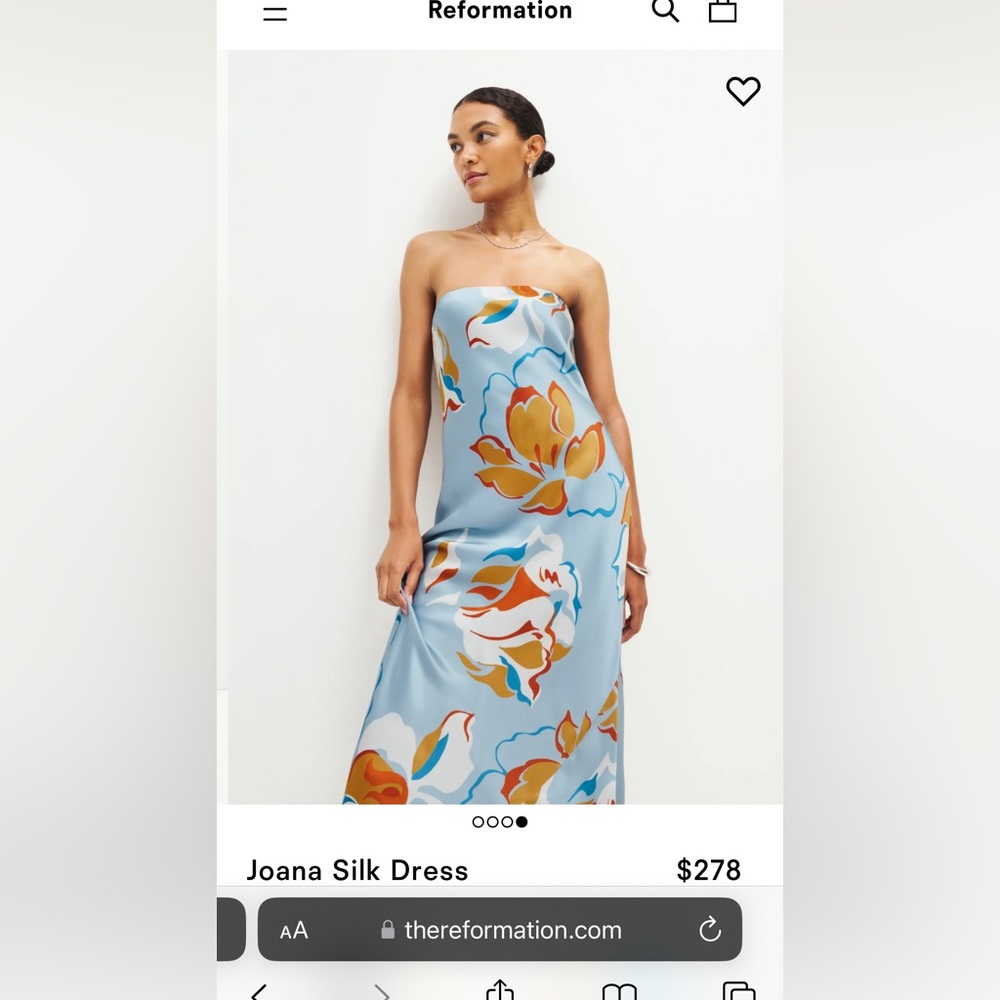 Reformation Joanne Silk Charmeuse Hyperion Floral Dress 6 NEW Strapless Maxi